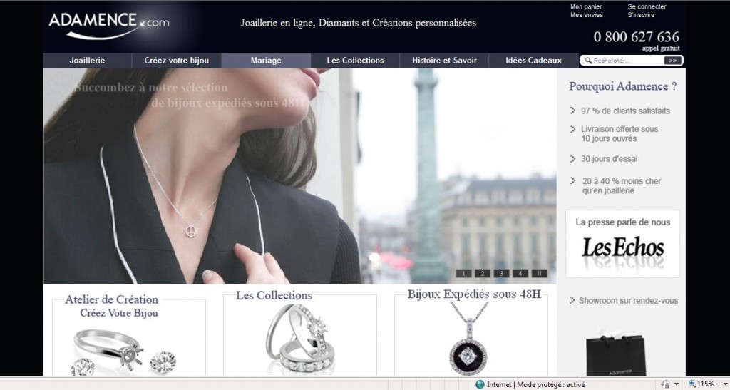 Adamence, site de vente de bijoux en ligne